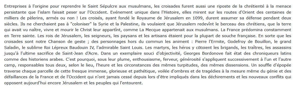 Les Croisades et le Royaume de Jérusalem, Georges Bordonove 