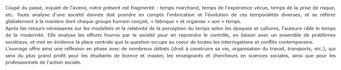 Les temps sociaux, Simonetta Tabboni 