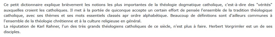 Petit dictionnaire de théologie catholique, Karl Rahner et Herbert Vorgrimler