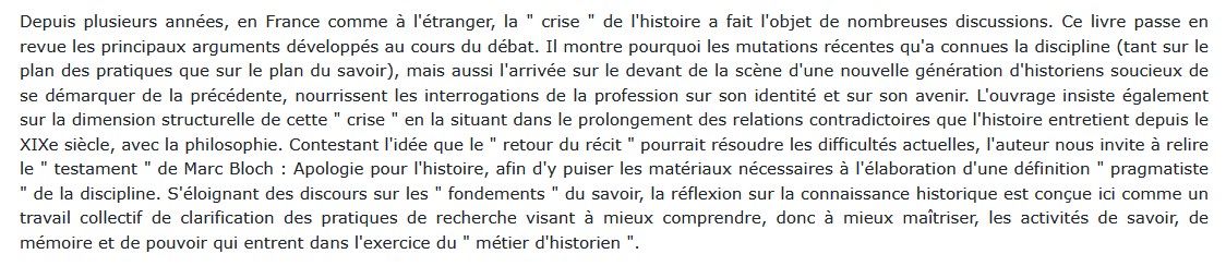 Sur la crise de l'histoire, Gérard Noiriel 
