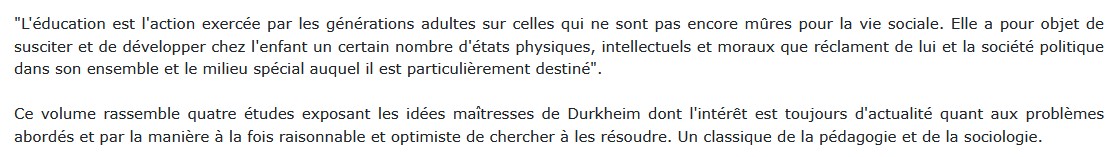 Éducation et sociologie, Émile Durkheim