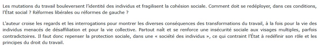 La Montée des incertitudes Robert Castel