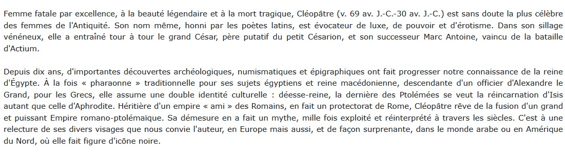 Cléopâtre, Jacques Benoist-Méchin 