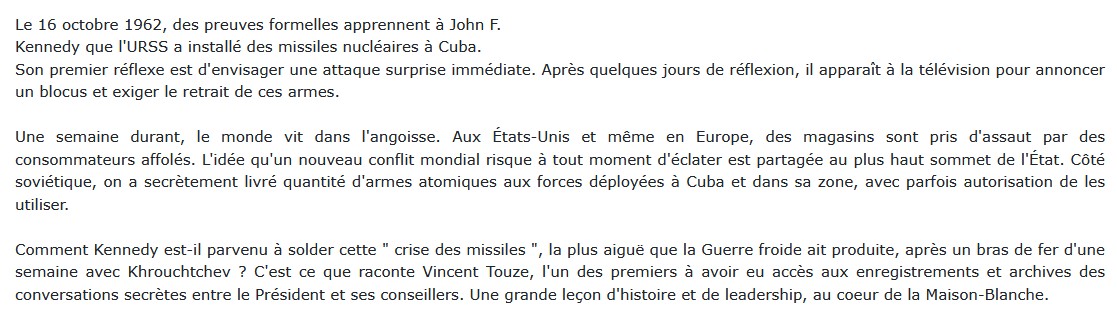 Comment Kennedy évita la Troisième Guerre mondiale, Vincent Touze 