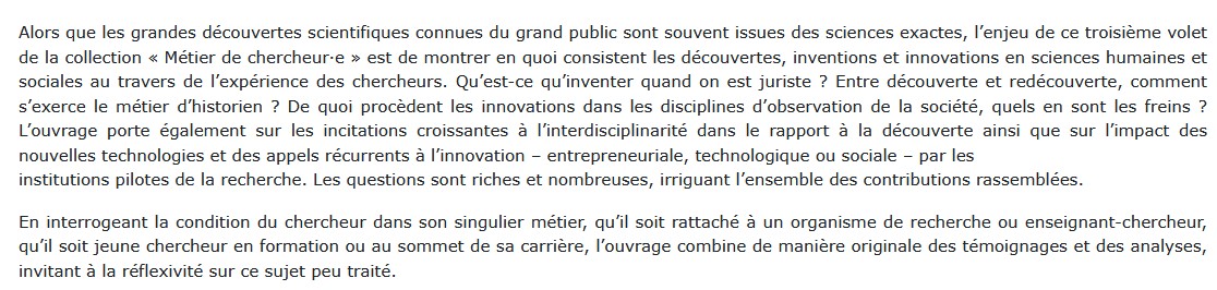 Découvrir, inventer, innover en sciences sociales, Marion Lemoine-Schonne et Magali Watteaux
