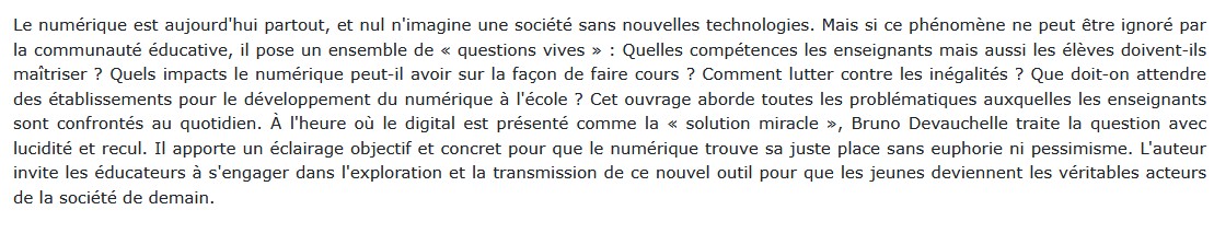 Éduquer avec le numérique, Bruno Devauchelle