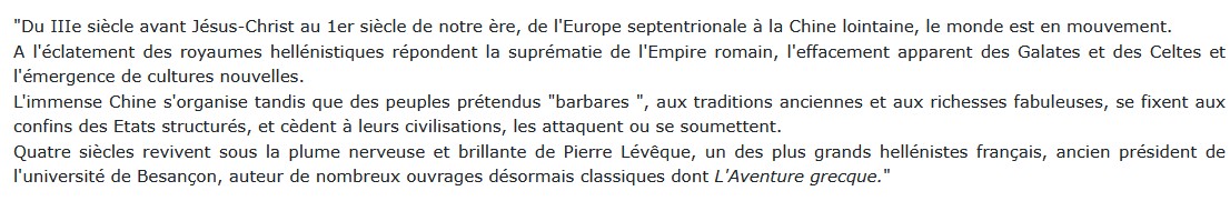 Empires et barbaries, Pierre Lévêque 