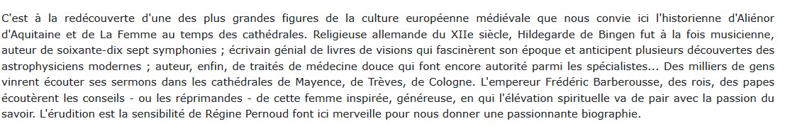 Hildegarde de Bingen Régine Pernoud