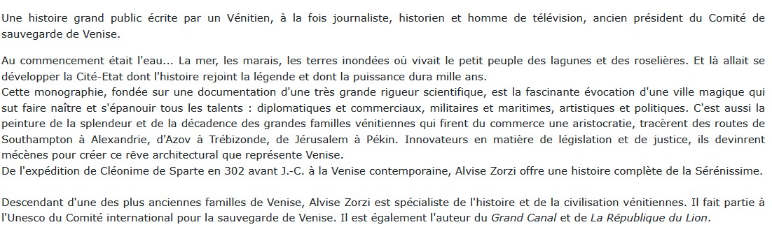 Histoire de Venise - La république du lion, Alvise ZORZI 