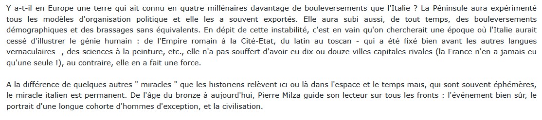 Histoire de l'Italie Pierre Milza