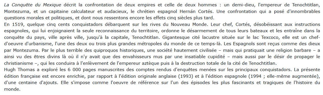Histoire de la conquête du Mexique, Hugh Thomas