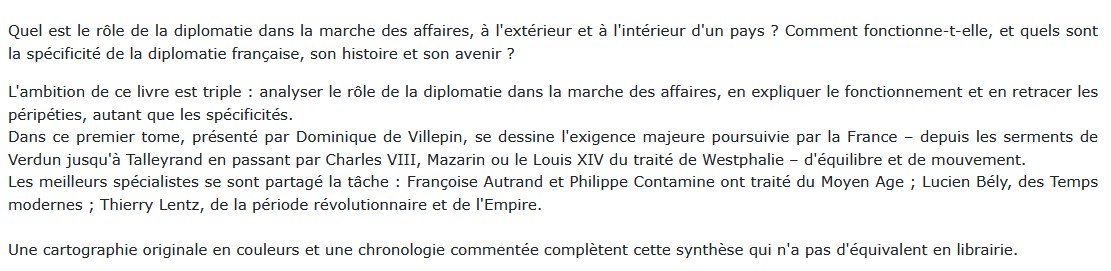 Histoire de la diplomatie française - Tome 1