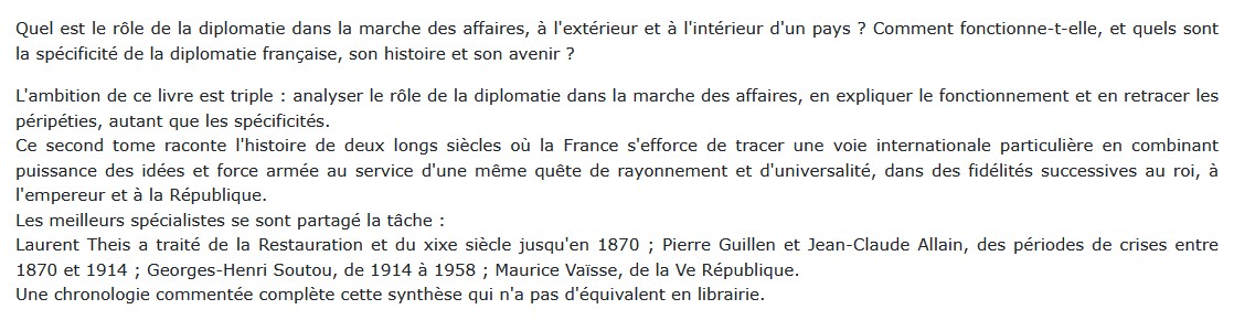 Histoire de la diplomatie française - Tome 2