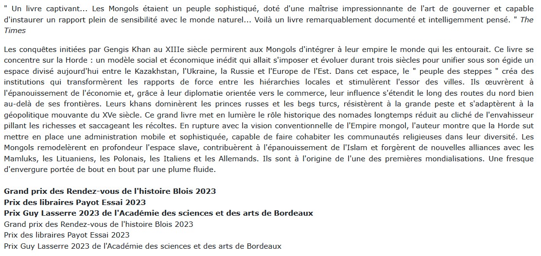 La Horde - Comment les Mongols ont changé le monde, Marie Favereau 
