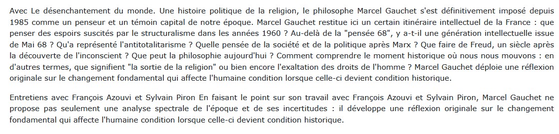 La condition historique, Marcel Gauchet 