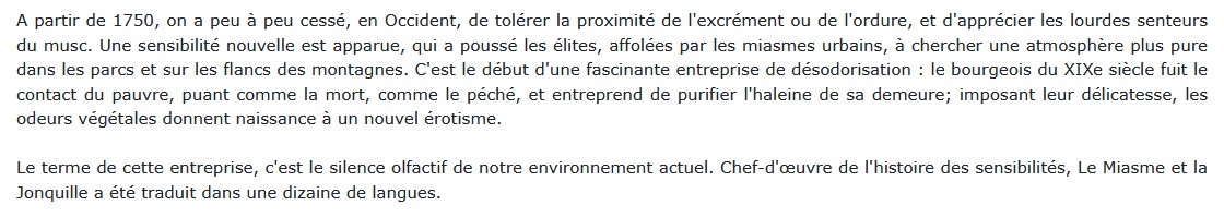 Le Miasme et la jonquille, Alain Corbin 