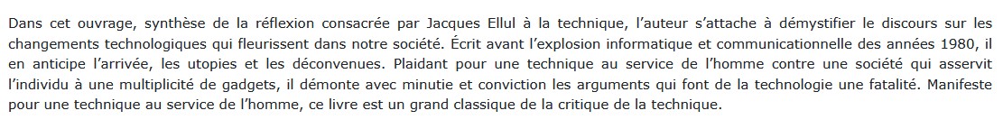 Le bluff technologique,  Jacques Ellul 