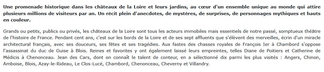 Les châteaux de la Loire, Jean des Cars 