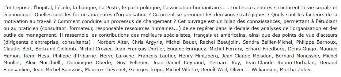 Les organisations - Etats des savoirs, Philippe Cabin