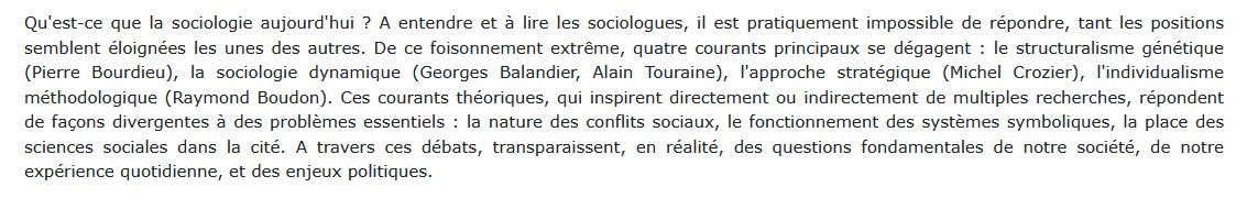 Les sociologies contemporaines, Pierre Ansart 