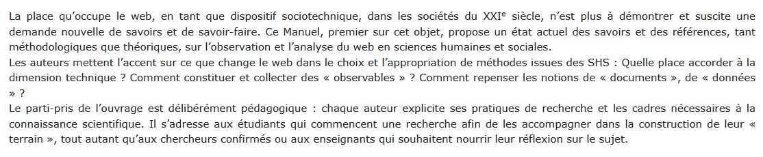 Manuel d'analyse du web, Christine Barats