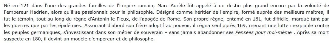 Marc Aurèle, Benoît Rossignol 