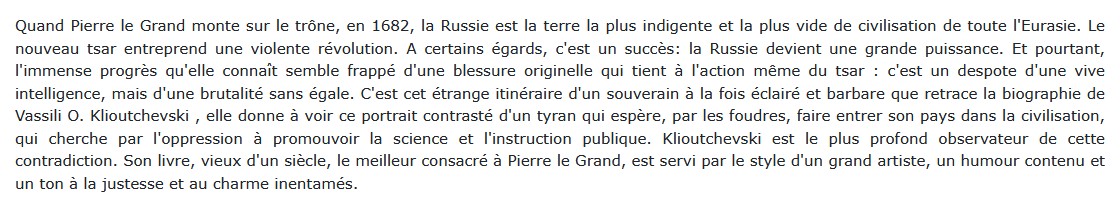 Pierre le Grand, Vasili Klioutchevski