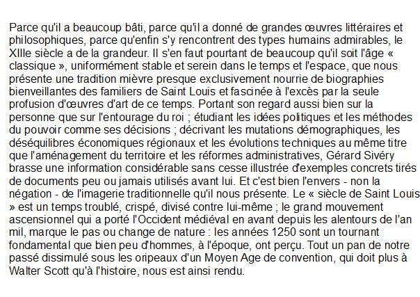 Saint Louis et son siècle, Gérard Sivéry