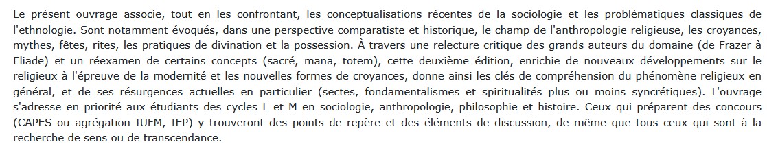 Socio-anthropologie des religions, Claude Rivière