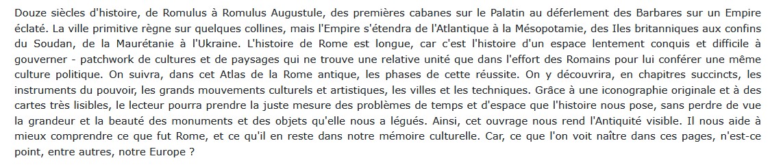 Atlas de la Rome antique, Chris Scarre et Camille Cantoni