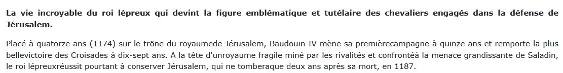Baudouin IV de Jérusalem - Le roi Lépreux, Pierre Aubé 