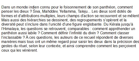 Classer les dieux ? Des panthéons en Asie du Sud, Véronique Bouillier et Gérard Toffin 