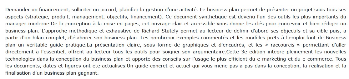 Concevoir un business plan efficace, Richard Stutely
