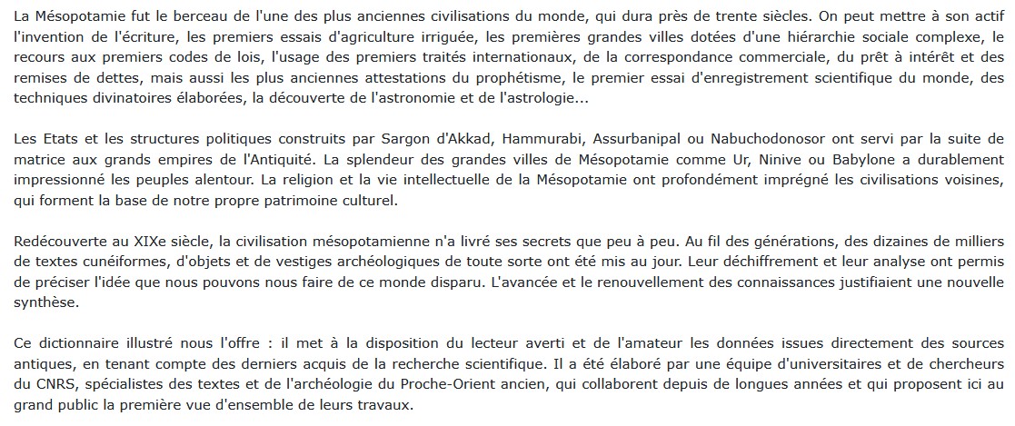 Dictionnaire de la civilisation mésopotamienne Francis Joannès