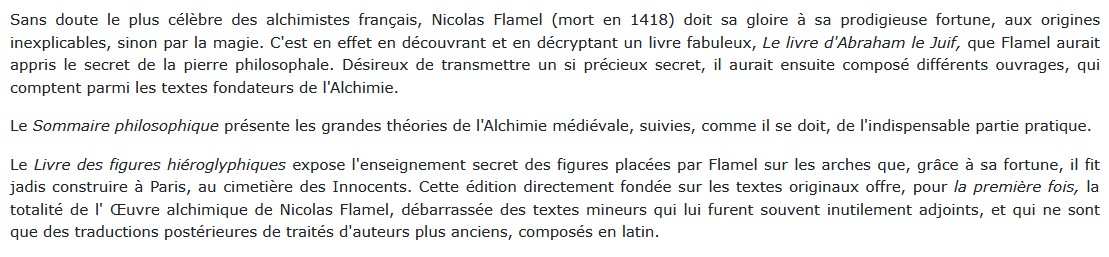 Ecrits alchimiques, Nicolas Flamel