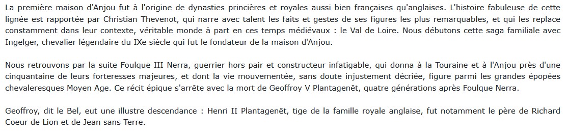 Histoire des Comtes d'Anjou (850-1151), Christian Thevenot 