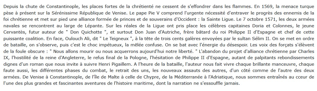 La bataille de Lépante (1571), Henri Pigaillem 
