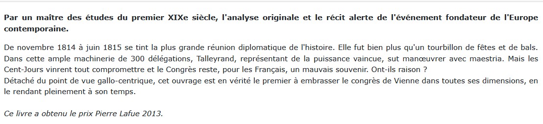 Le Congrès de Vienne 1814-1815 Thierry Lentz