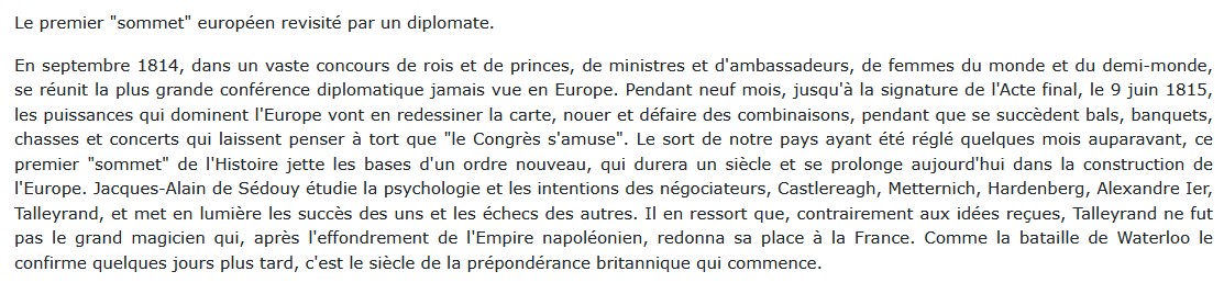 Le congrès de Vienne 1812-1815