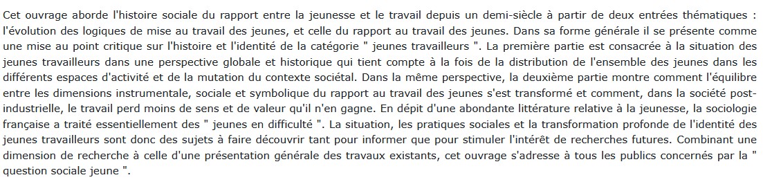Les Jeunes et le travail