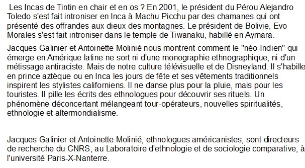 Les Néo-Indiens Jacques Galinier et Antoinette Molinié