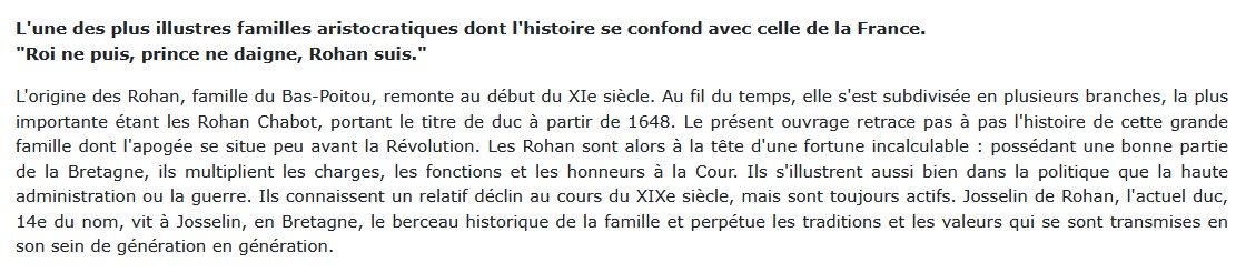 Les Rohan - Histoire d'une grande famille, Éric Mension-Rigau 