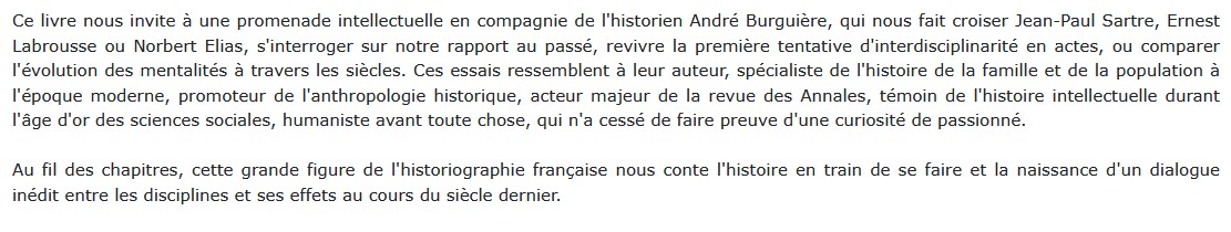 Les affinités sélectives - Un parcours historiographique, André Burguière 