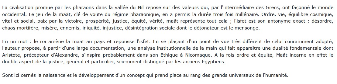 Maât - L'ordre juste du monde, Bernadette Menu 