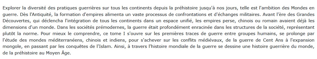 Mondes en guerre De la préhistoire au Moyen Âge, Giusto Traina