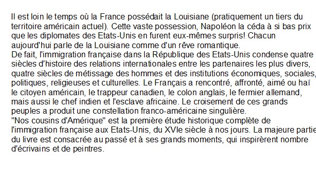 Nos cousins d'Amérique Ronald Creagh