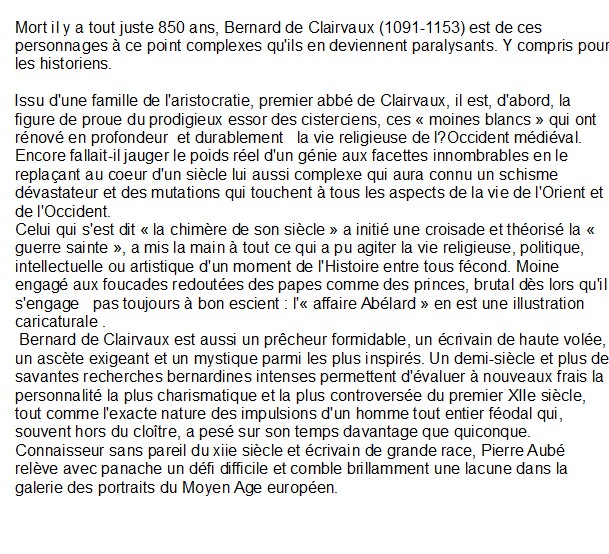 Saint Bernard de Clairvaux, Pierre Aubé 