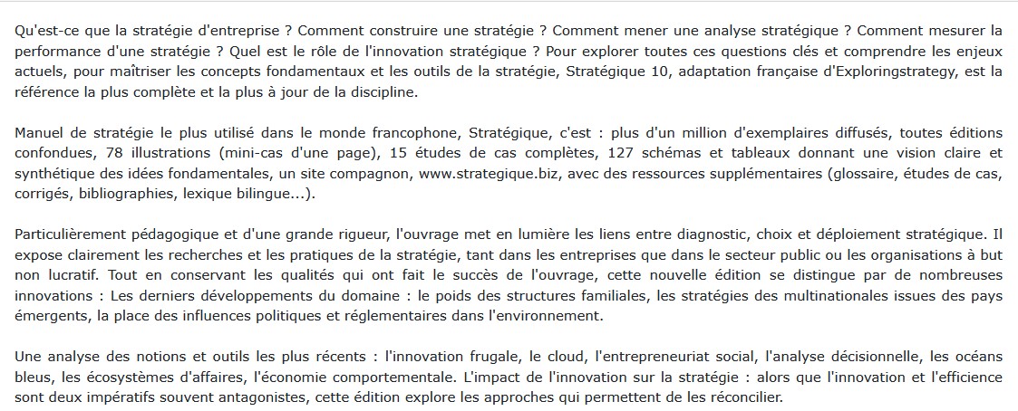 Stratégique,  Gerry JOHNSON, Kevan SCHOLES, Richard WHITTINGTON 