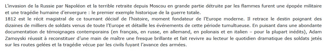1812 - La campagne tragique de Napoléon en Russie, Adam Zamoyski