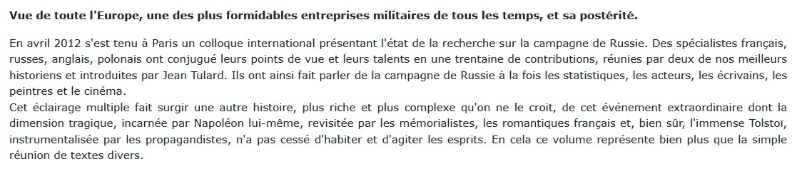 1812 - la campagne de Russie, Fondation Napoléon